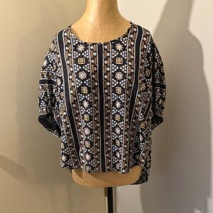 Ann Taylor Black Floral Stripe Blouse